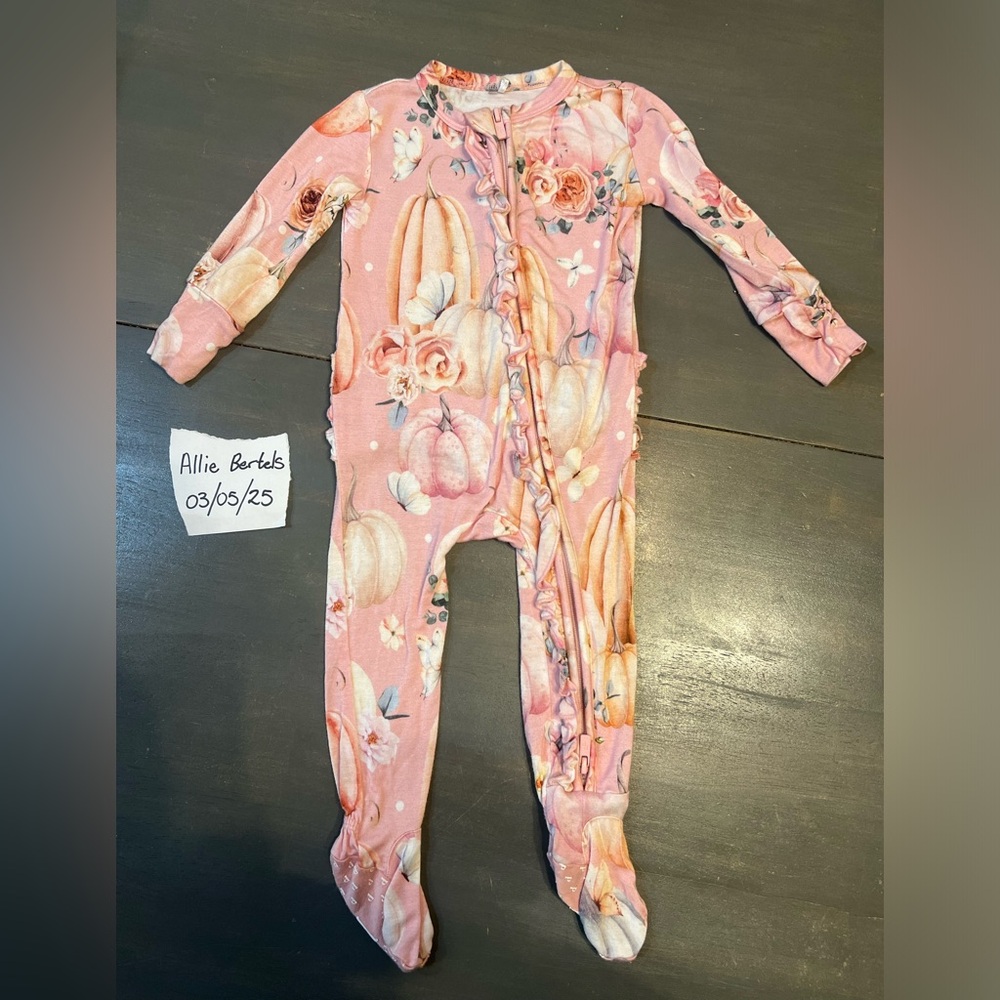 Posh Peanut Pumpkin Ruffled Footie Pajama
